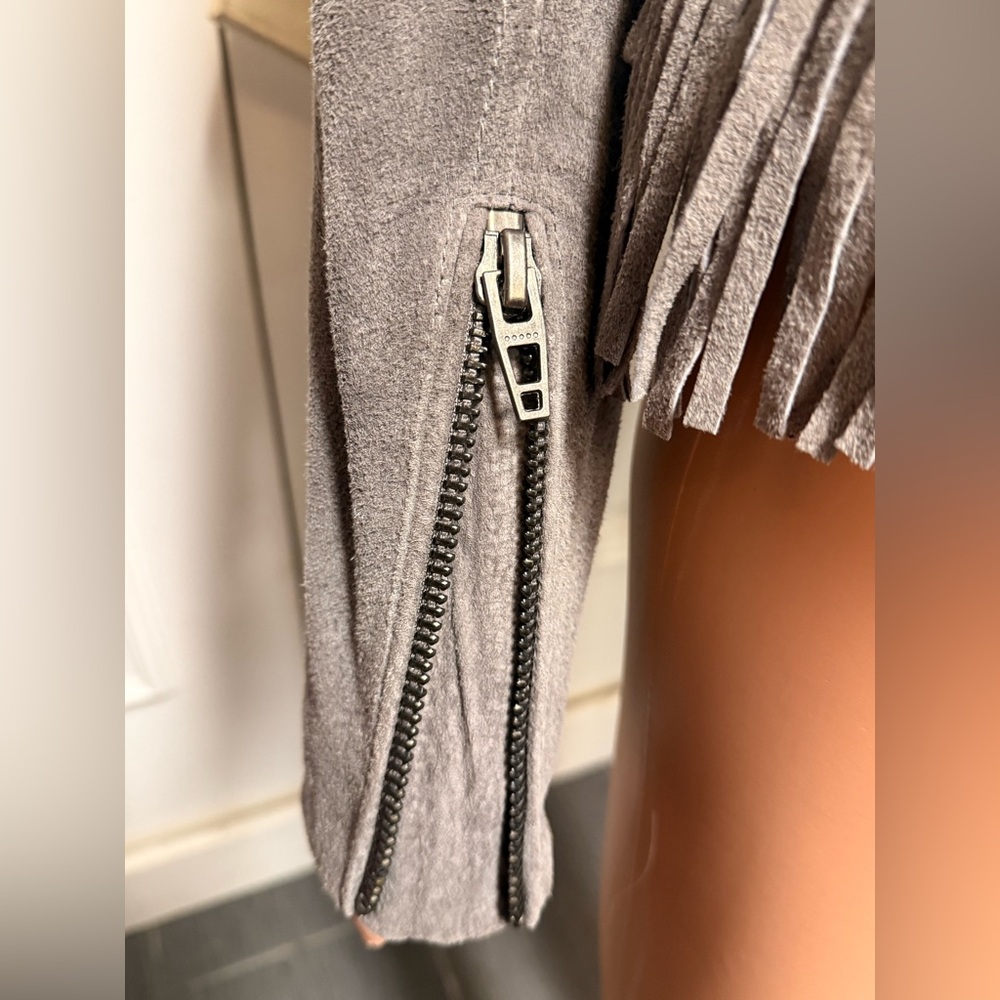 BlankNYC Gray Suede Fringe Leather Jacket - Picture 3 of 7